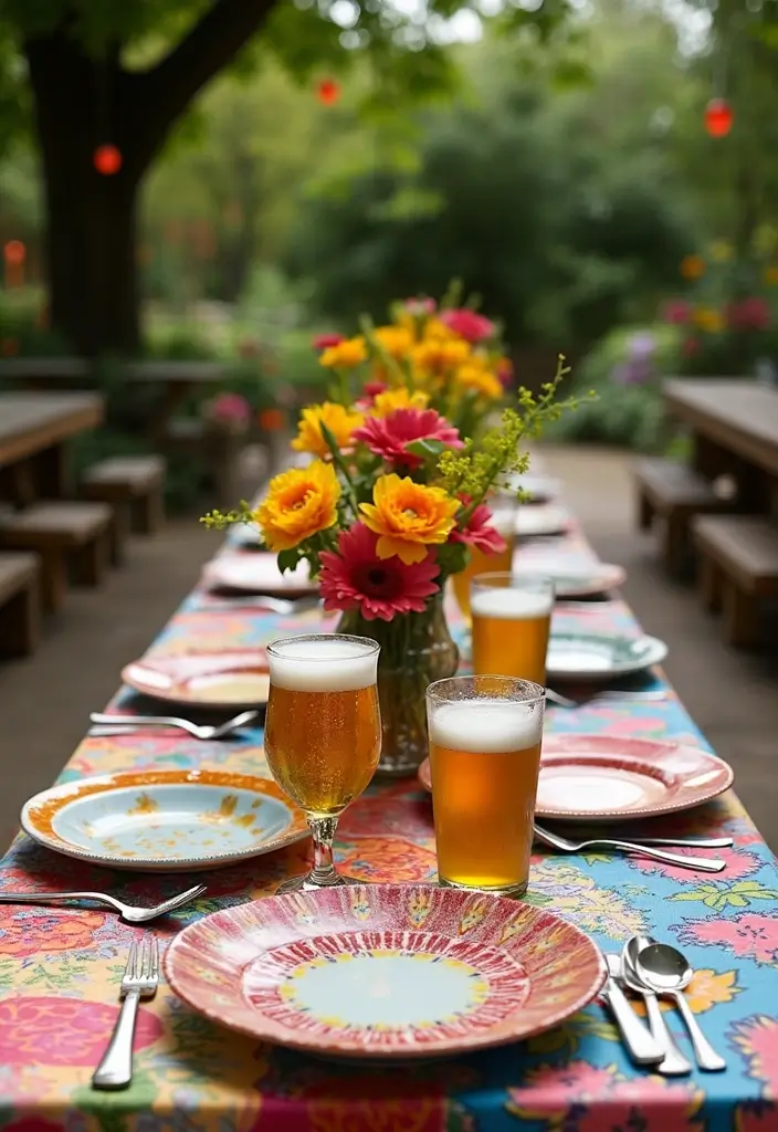 30 Beer Garden Ideas Perfect for Hosting Friends Outdoors 17 30 Beer Garden Ideas Perfect for Hosting Friends Outdoors - 17. Colorful Table Settings
