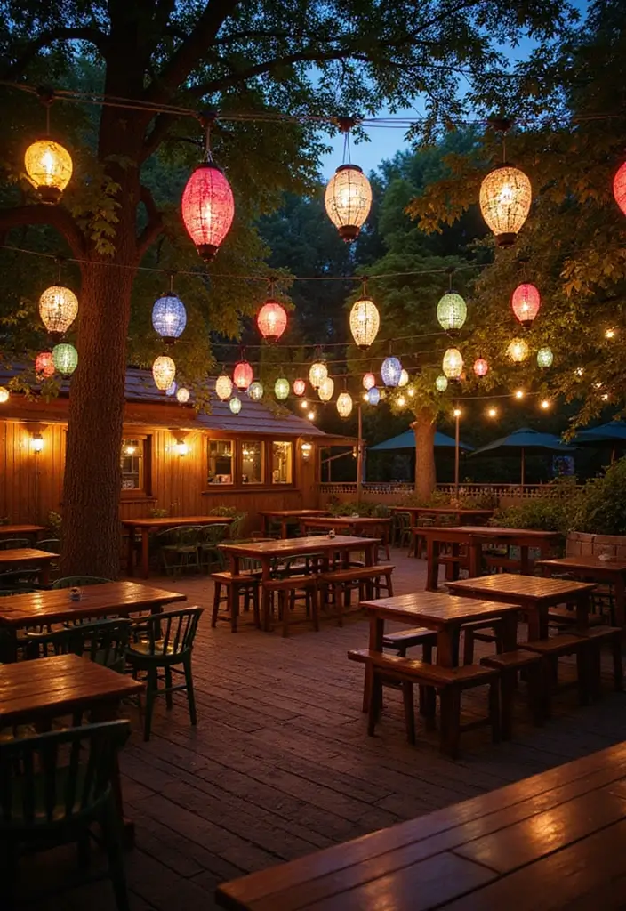 30 Beer Garden Ideas Perfect for Hosting Friends Outdoors 18 30 Beer Garden Ideas Perfect for Hosting Friends Outdoors - 18. Creative Lighting with Lanterns