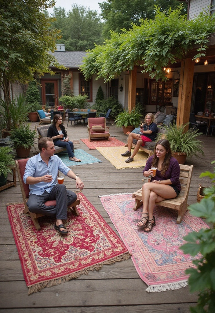 30 Beer Garden Ideas Perfect for Hosting Friends Outdoors 23 30 Beer Garden Ideas Perfect for Hosting Friends Outdoors - 23. Add Outdoor Rugs