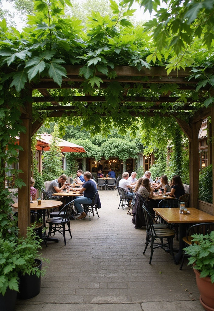 30 Beer Garden Ideas Perfect for Hosting Friends Outdoors 6 30 Beer Garden Ideas Perfect for Hosting Friends Outdoors - 6. Green Canopy with Climbing Plants