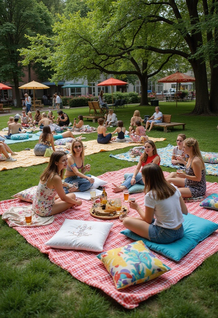 30 Beer Garden Ideas Perfect for Hosting Friends Outdoors 7 30 Beer Garden Ideas Perfect for Hosting Friends Outdoors - 7. Colorful Picnic Blankets and Cushions