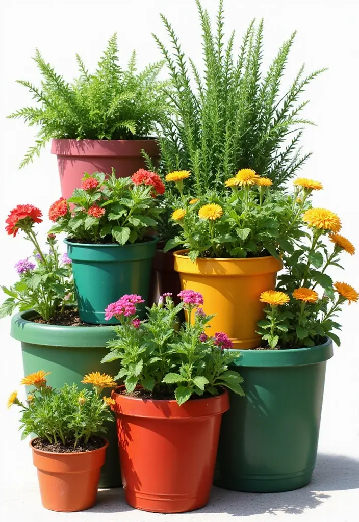 30 Bloxburg Garden Ideas for Gamers Who Love Creativity 11 30 Bloxburg Garden Ideas for Gamers Who Love Creativity - 11. Colorful Container Gardens