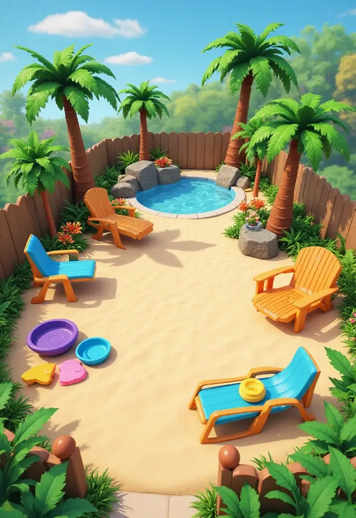 30 Bloxburg Garden Ideas for Gamers Who Love Creativity 13 30 Bloxburg Garden Ideas for Gamers Who Love Creativity - 13. Colorful Beach Paradise