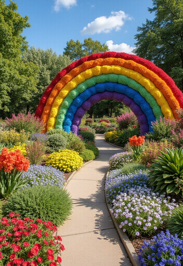 30 Bloxburg Garden Ideas for Gamers Who Love Creativity 30 30 Bloxburg Garden Ideas for Gamers Who Love Creativity - 30. Rainbow Garden