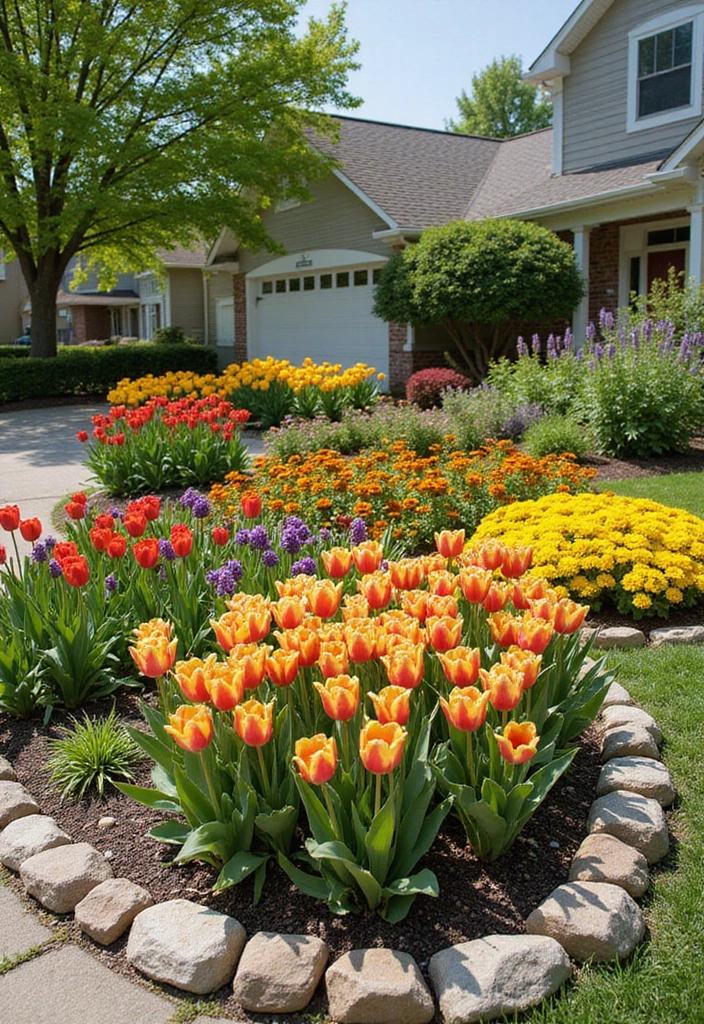 30 Bloxburg Garden Ideas for Gamers Who Love Creativity 8 30 Bloxburg Garden Ideas for Gamers Who Love Creativity - 8. Bright and Cheery Flower Beds