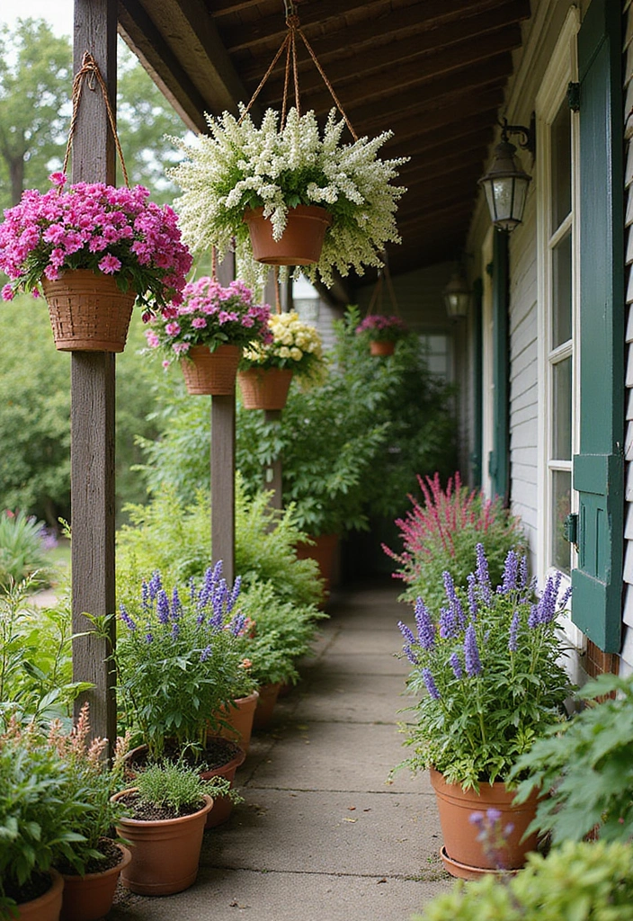 30 Corner Garden Ideas That Make Use of Every Space 3 30 Corner Garden Ideas That Make Use of Every Space - 3. Hanging Basket Displays
