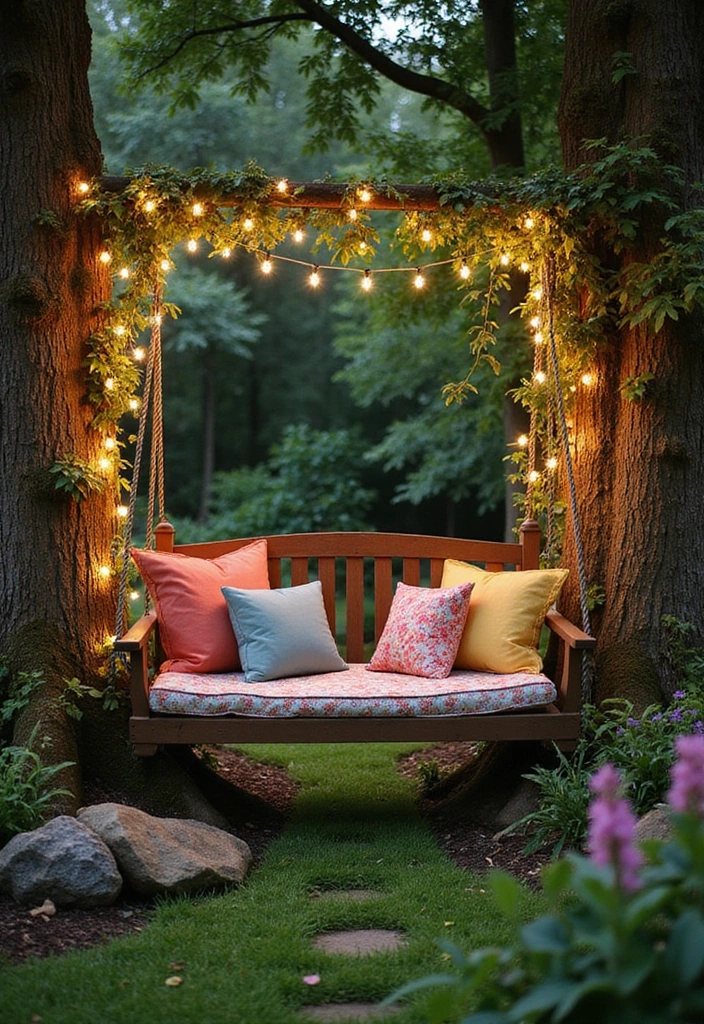 30 Cozy Garden Sitting Areas You’ll Never Want to Leave 1 30 Cozy Garden Sitting Areas You’ll Never Want to Leave - 1. Nestled Nook with a Swing