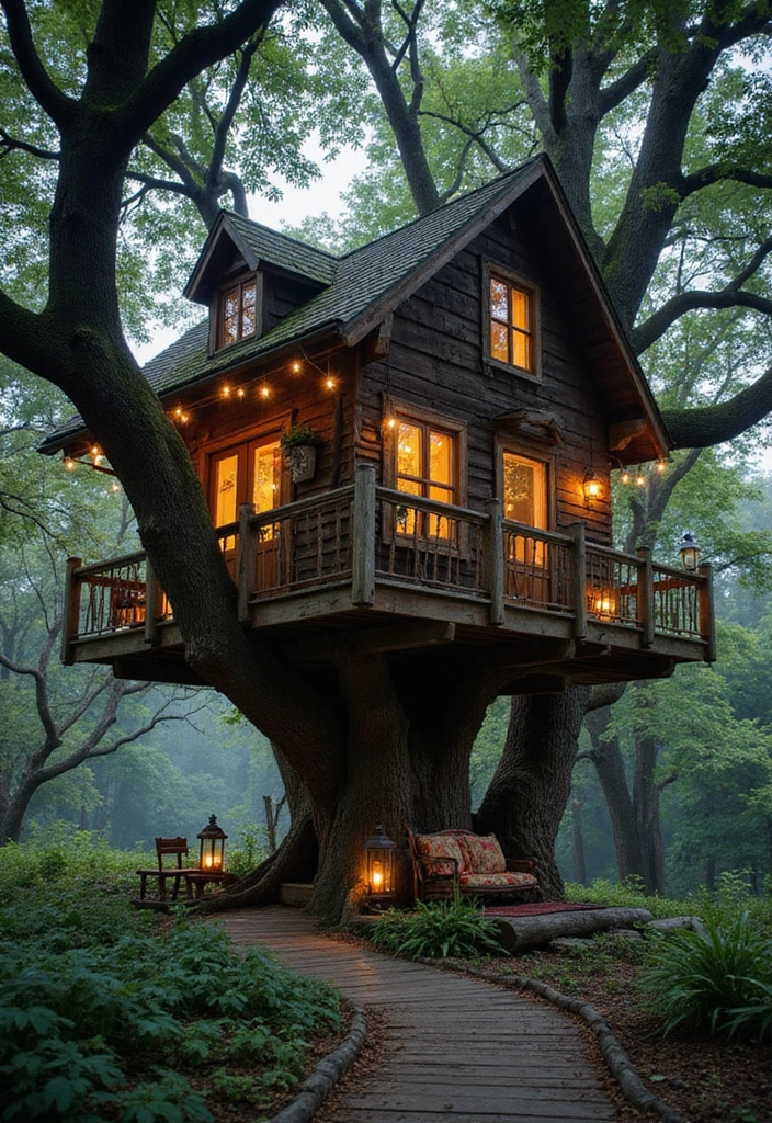 30 Cozy Garden Sitting Areas You’ll Never Want to Leave 15 30 Cozy Garden Sitting Areas You’ll Never Want to Leave - 15. Enchanted Treehouse