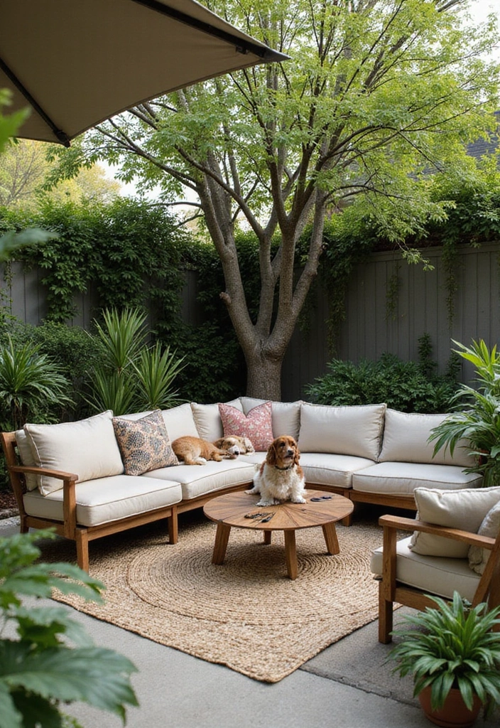 30 Cozy Garden Sitting Areas You’ll Never Want to Leave 23 30 Cozy Garden Sitting Areas You’ll Never Want to Leave - 23. Cozy Pet-Friendly Space