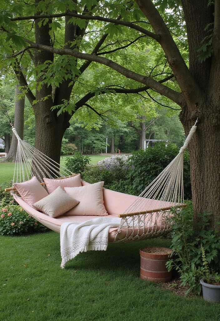 30 Cozy Garden Sitting Areas You’ll Never Want to Leave 25 30 Cozy Garden Sitting Areas You’ll Never Want to Leave - 25. Cozy Hammock Hideaway