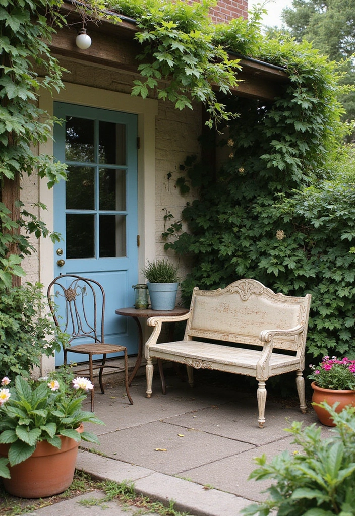 30 Cozy Garden Sitting Areas You’ll Never Want to Leave 3 30 Cozy Garden Sitting Areas You’ll Never Want to Leave - 3. Vintage Furniture Refresh