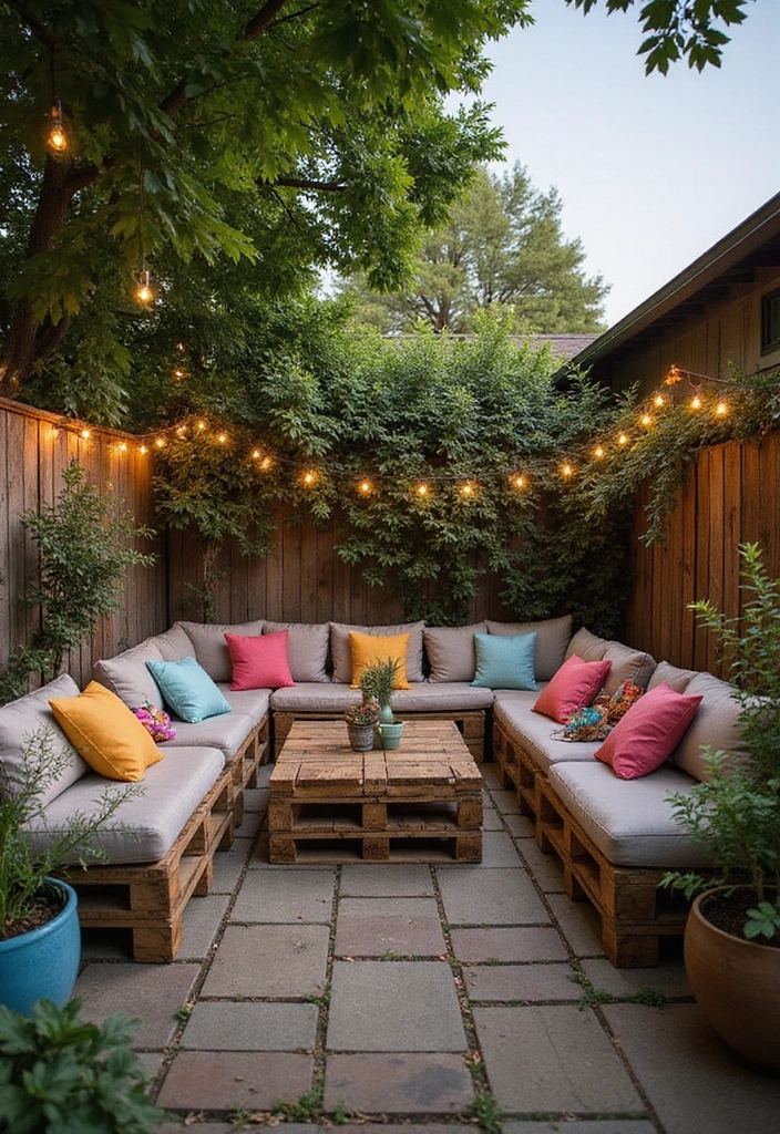 30 Cozy Garden Sitting Areas You’ll Never Want to Leave 7 30 Cozy Garden Sitting Areas You’ll Never Want to Leave - 7. Rustic Pallet Seating