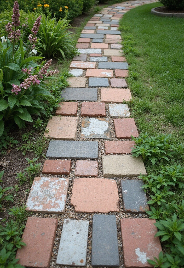 30 Creative Garden Path Ideas That Lead to Pure Beauty 19 30 Creative Garden Path Ideas That Lead to Pure Beauty - 19. Upcycled Material Paths