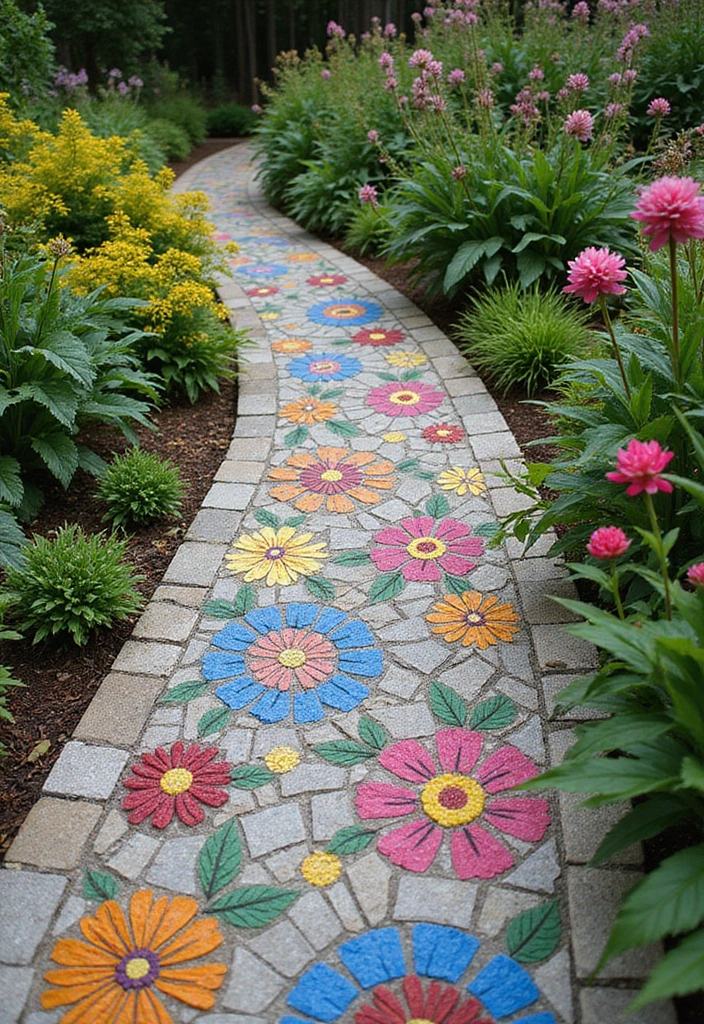 30 Creative Garden Path Ideas That Lead to Pure Beauty 21 30 Creative Garden Path Ideas That Lead to Pure Beauty - 21. Mosaic Stone Pathways