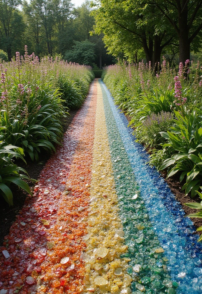30 Creative Garden Path Ideas That Lead to Pure Beauty 24 30 Creative Garden Path Ideas That Lead to Pure Beauty - 24. Recycled Glass Aggregate Paths