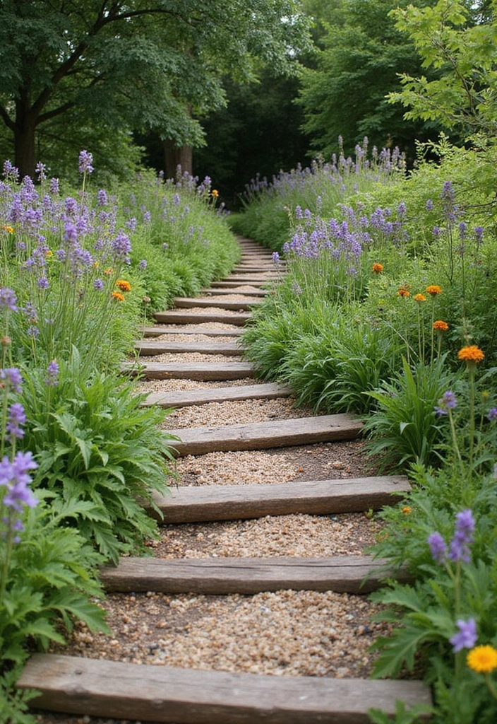 30 Creative Garden Path Ideas That Lead to Pure Beauty 28 30 Creative Garden Path Ideas That Lead to Pure Beauty - 28. Whimsical Log Pathways