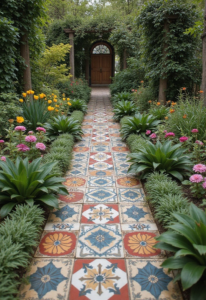 30 Creative Garden Path Ideas That Lead to Pure Beauty 30 30 Creative Garden Path Ideas That Lead to Pure Beauty - 30. Vintage Tile Pathways