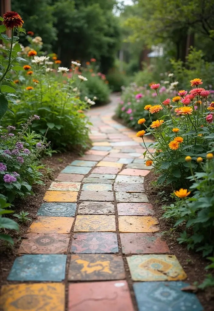 30 Creative Garden Path Ideas That Lead to Pure Beauty 6 30 Creative Garden Path Ideas That Lead to Pure Beauty - 6. Reclaimed Tile Paths