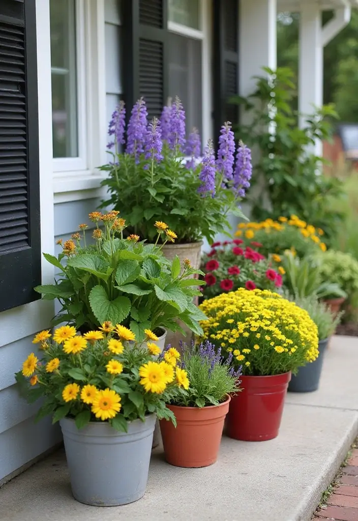 30 Front Yard Garden Ideas That Instantly Boost Curb Appeal 7 30 Front Yard Garden Ideas That Instantly Boost Curb Appeal - 7. Container Gardening
