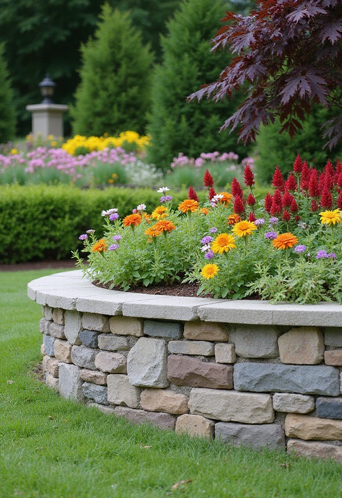 30 Garden Border Ideas That Instantly Upgrade Your Yard 2 30 Garden Border Ideas That Instantly Upgrade Your Yard - 2. Stone Wall Edging
