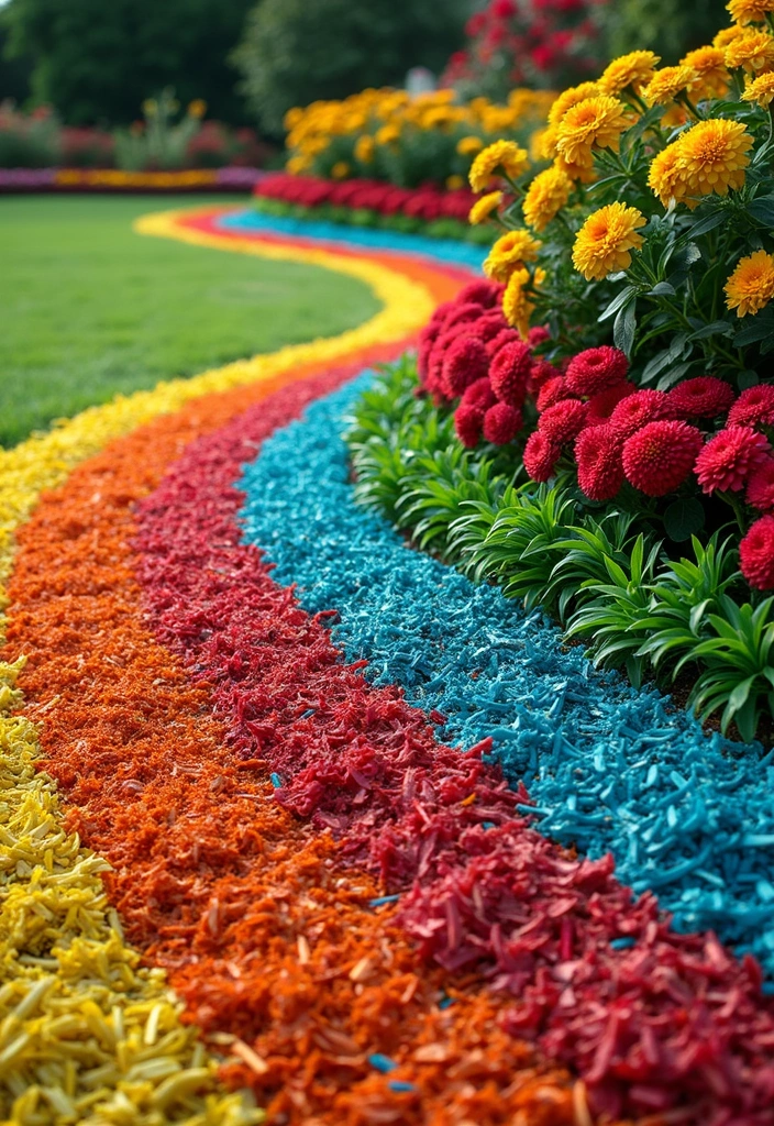 30 Garden Border Ideas That Instantly Upgrade Your Yard 26 30 Garden Border Ideas That Instantly Upgrade Your Yard - 26. Colorful Mulch Borders