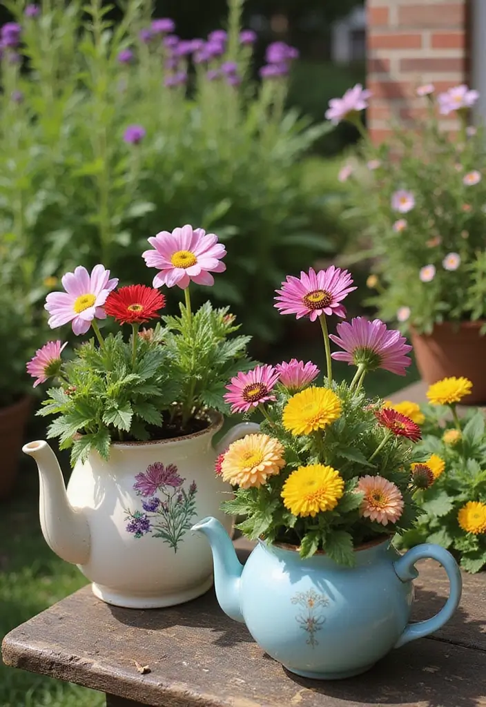 30 Garden Decor Ideas That Instantly Refresh Any Space 11 30 Garden Decor Ideas That Instantly Refresh Any Space - 11. Vintage Teapot Planters