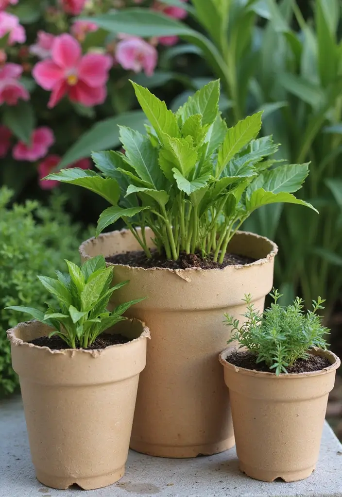 30 Garden Decor Ideas That Instantly Refresh Any Space 14 30 Garden Decor Ideas That Instantly Refresh Any Space - 14. Biodegradable Planters