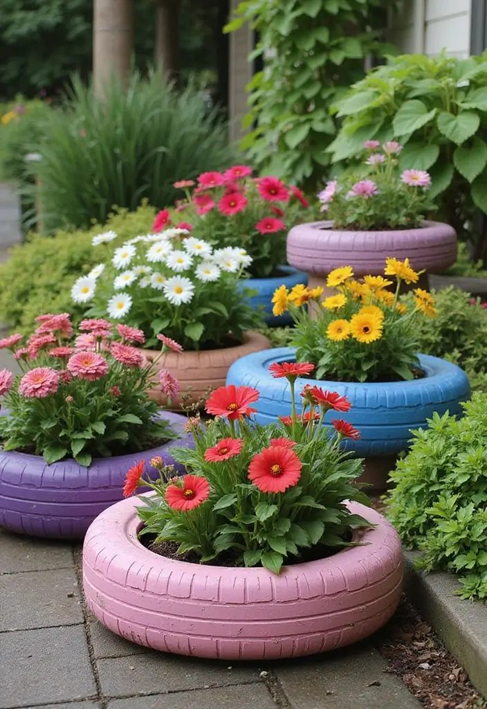 30 Garden Decor Ideas That Instantly Refresh Any Space 15 30 Garden Decor Ideas That Instantly Refresh Any Space - 15. Recycled Tire Planters