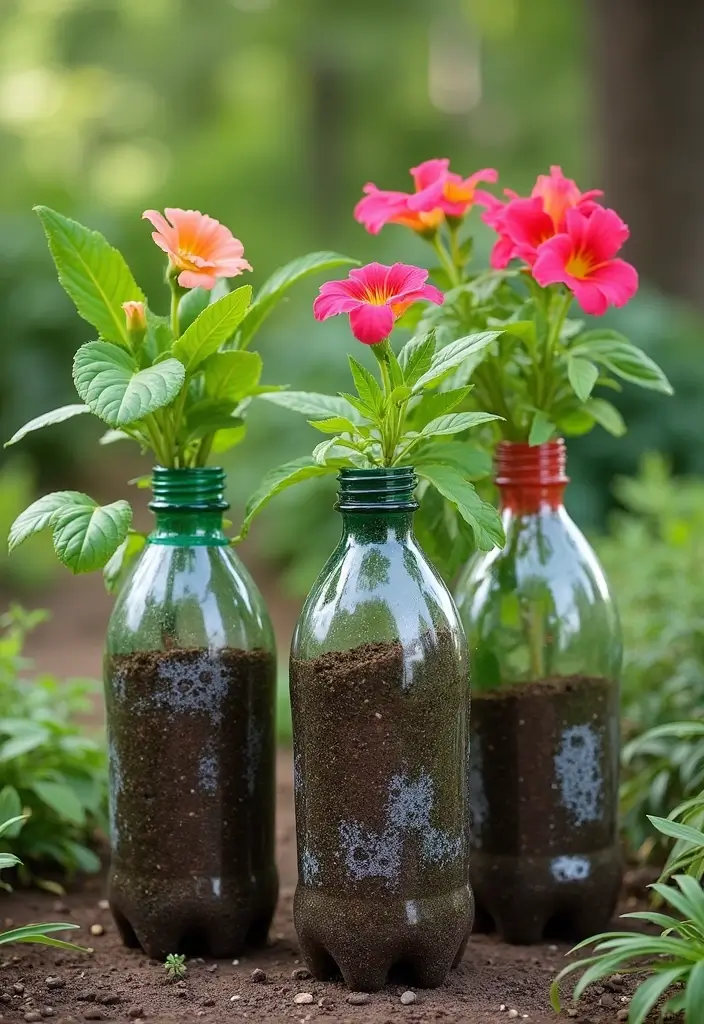 30 Garden Decor Ideas That Instantly Refresh Any Space 5 30 Garden Decor Ideas That Instantly Refresh Any Space - 5. Recycled Bottle Planters