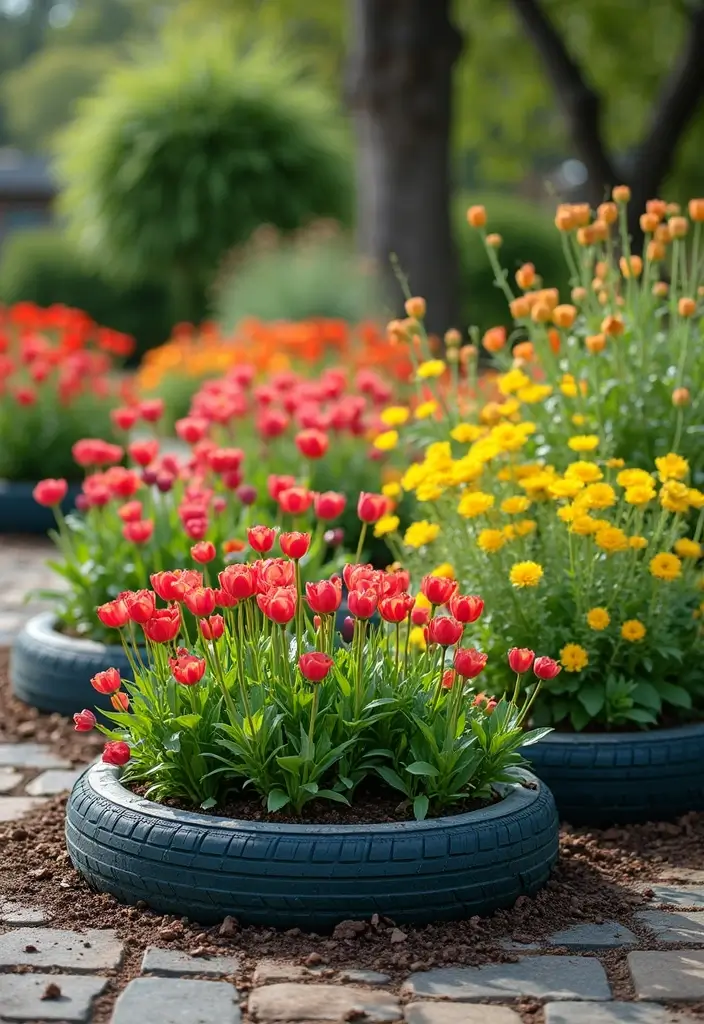 30 Garden Edging Ideas That Create a Polished Look 6 30 Garden Edging Ideas That Create a Polished Look - 6. Recycled Tire Edging