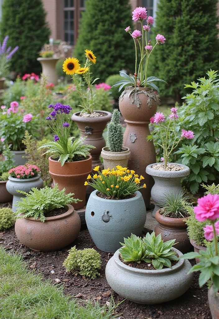30 Garden Landscaping Ideas That Completely Transform Yards 14 30 Garden Landscaping Ideas That Completely Transform Yards - 14. Artistic Planters: Add a Pop of Creativity