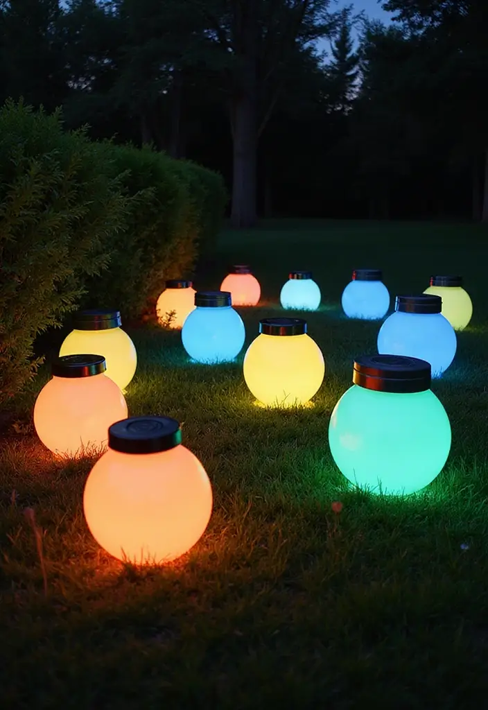 30 Garden Lighting Ideas That Make Nights Magical 11 30 Garden Lighting Ideas That Make Nights Magical - 11. Garden Orbs for a Modern Twist