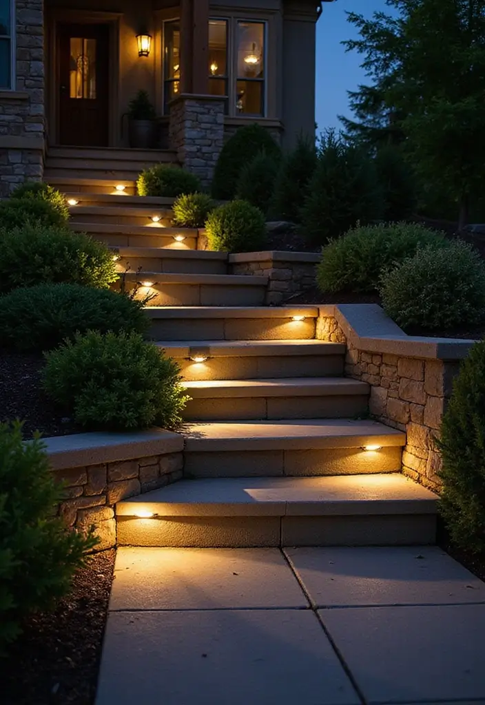 30 Garden Lighting Ideas That Make Nights Magical 14 30 Garden Lighting Ideas That Make Nights Magical - 14. Solar Step Lights for Safety and Style