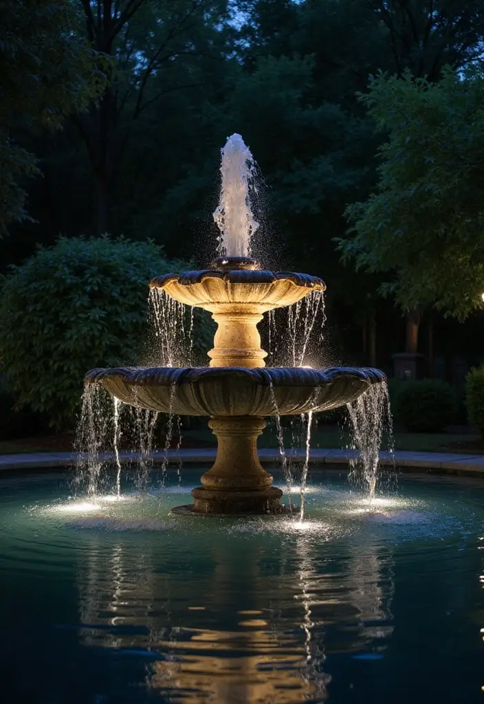 30 Garden Lighting Ideas That Make Nights Magical 15 30 Garden Lighting Ideas That Make Nights Magical - 15. Solar Decorative Fountains
