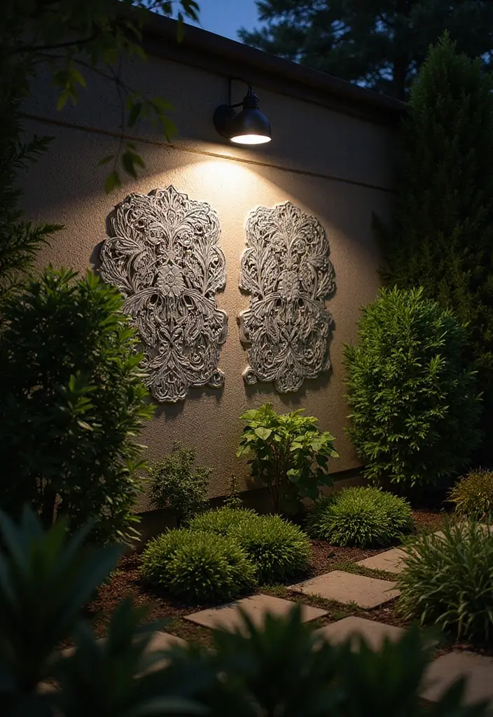30 Garden Lighting Ideas That Make Nights Magical 16 30 Garden Lighting Ideas That Make Nights Magical - 16. Solar-Powered Wall Art