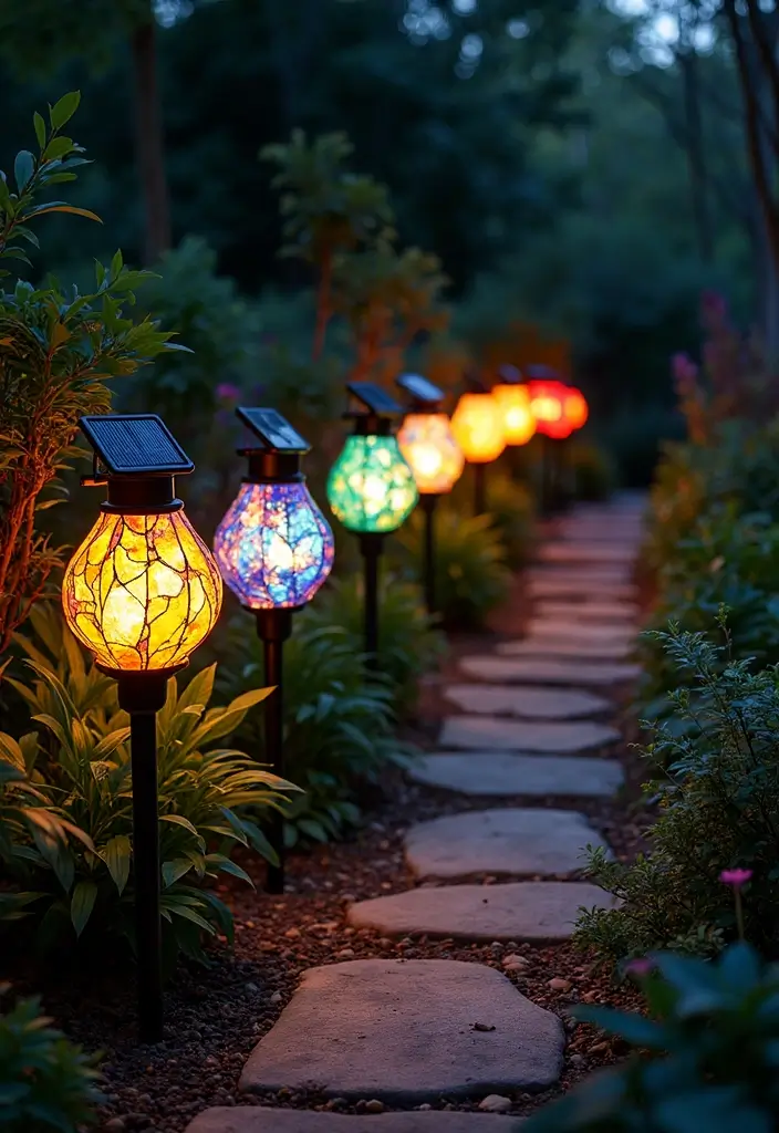 30 Garden Lighting Ideas That Make Nights Magical 20 30 Garden Lighting Ideas That Make Nights Magical - 20. Solar-Powered Stained Glass Fixtures
