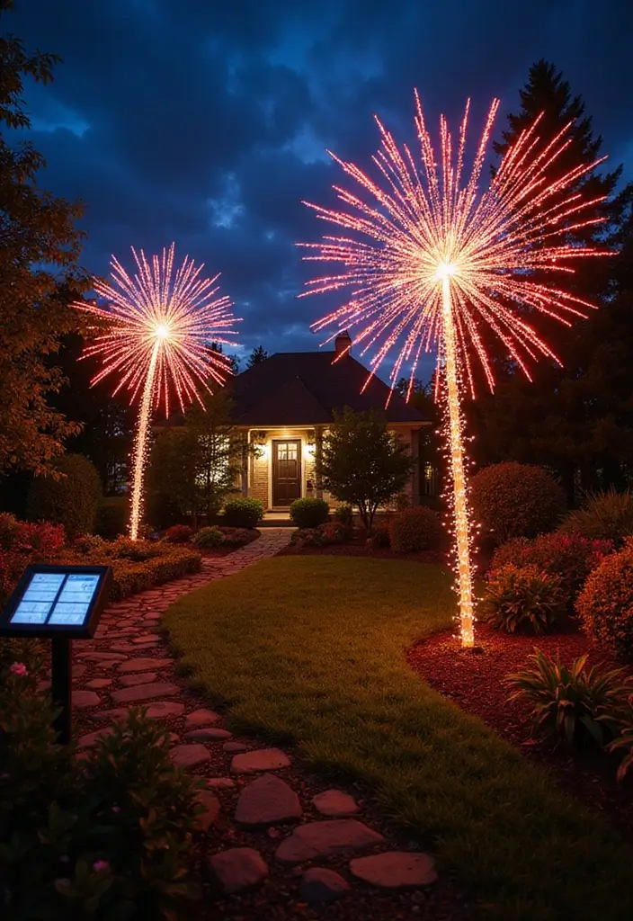 30 Garden Lighting Ideas That Make Nights Magical 22 30 Garden Lighting Ideas That Make Nights Magical - 22. Solar-Powered Fireworks Lights