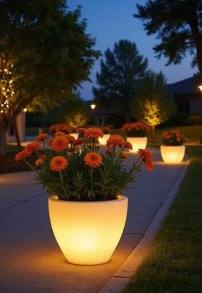 30 Garden Lighting Ideas That Make Nights Magical 6 30 Garden Lighting Ideas That Make Nights Magical - 6. Illuminated Planters for Unique Appeal