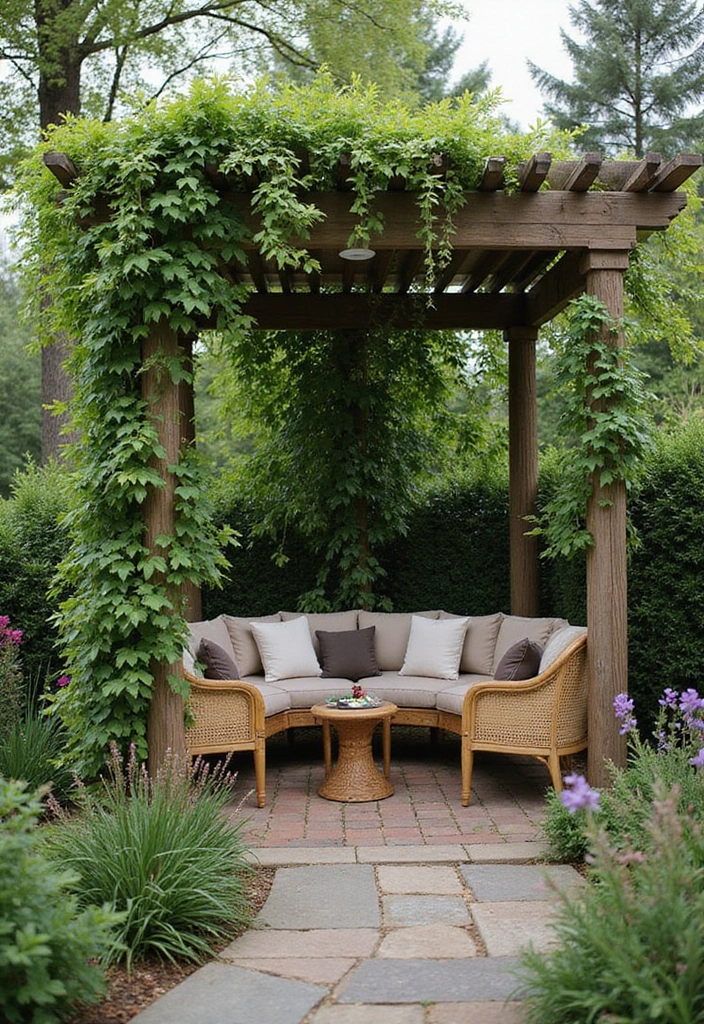 30 Garden Patio Ideas for Relaxing and Hosting in Style 18 30 Garden Patio Ideas for Relaxing and Hosting in Style - 18. Charming Pergola Design