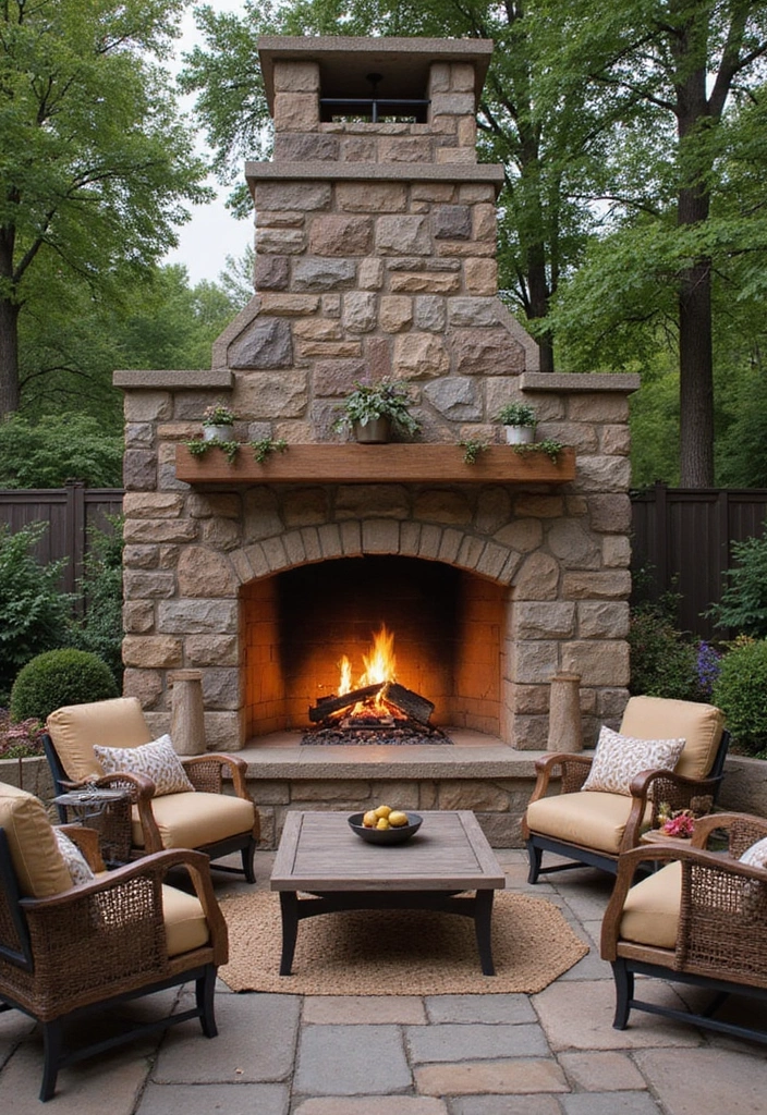 30 Garden Patio Ideas for Relaxing and Hosting in Style 27 30 Garden Patio Ideas for Relaxing and Hosting in Style - 27. Inviting Outdoor Fireplace