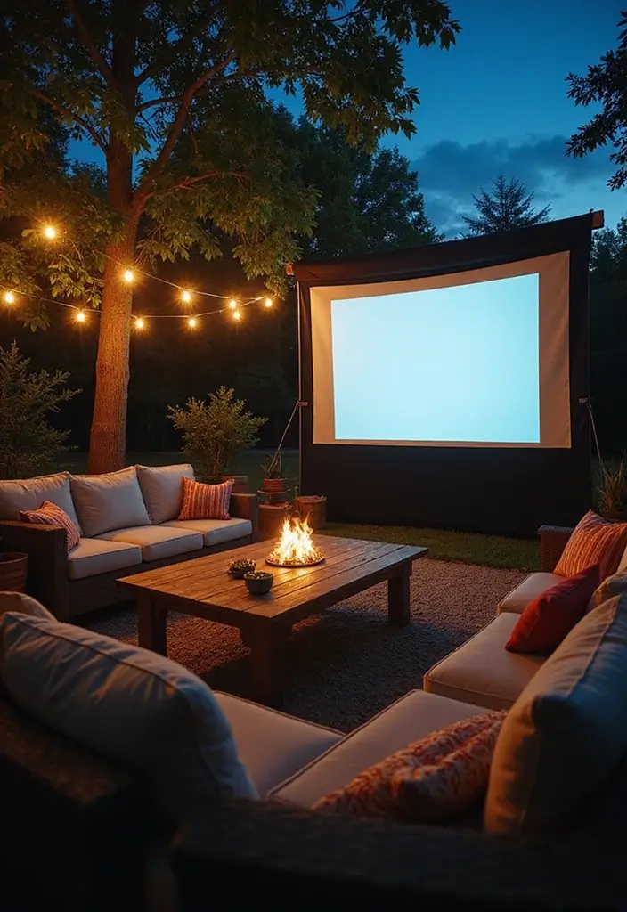 30 Garden Patio Ideas for Relaxing and Hosting in Style 8 30 Garden Patio Ideas for Relaxing and Hosting in Style - 8. Alfresco Movie Night Setup