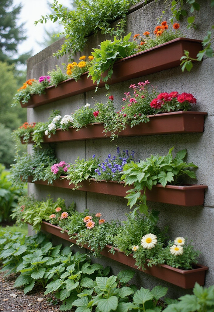 30 Garden Wall Ideas That Blend Beauty and Function 12 30 Garden Wall Ideas That Blend Beauty and Function - 12. Horizontal Planters
