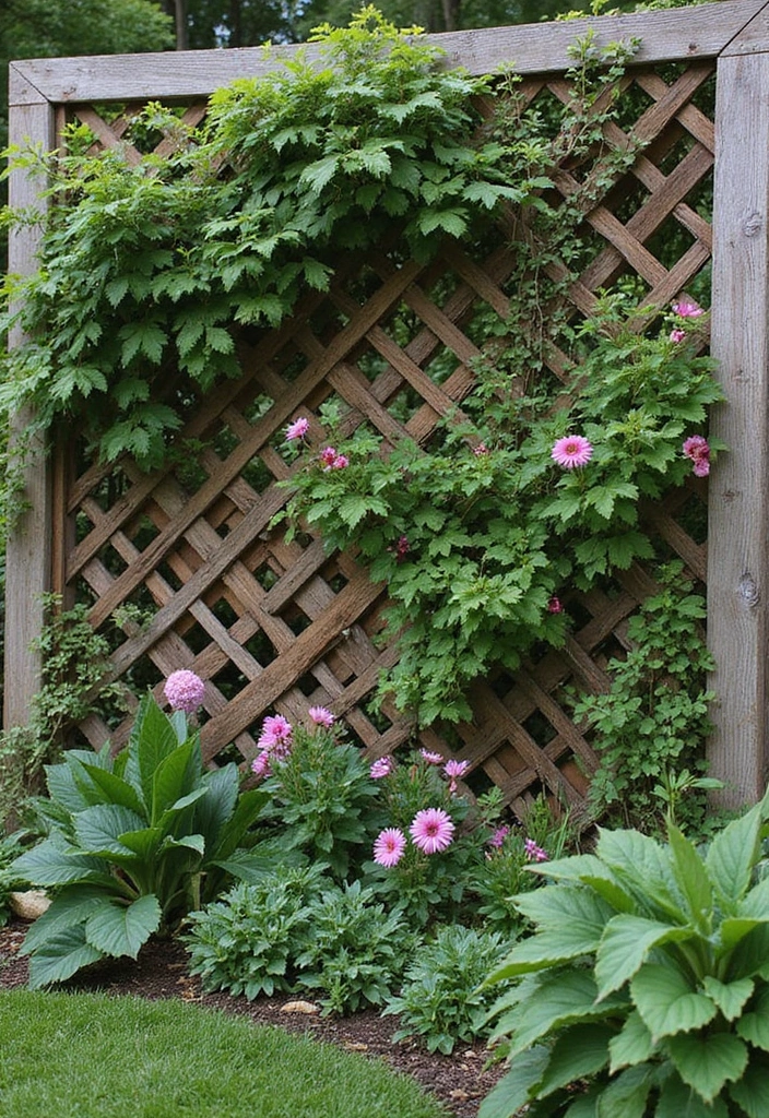 30 Garden Wall Ideas That Blend Beauty and Function 13 30 Garden Wall Ideas That Blend Beauty and Function - 13. Wooden Lattice Trellis