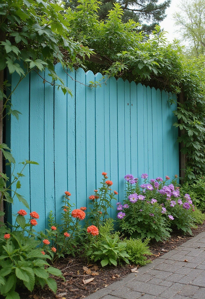 30 Garden Wall Ideas That Blend Beauty and Function 19 30 Garden Wall Ideas That Blend Beauty and Function - 19. Painted Fence Garden Wall