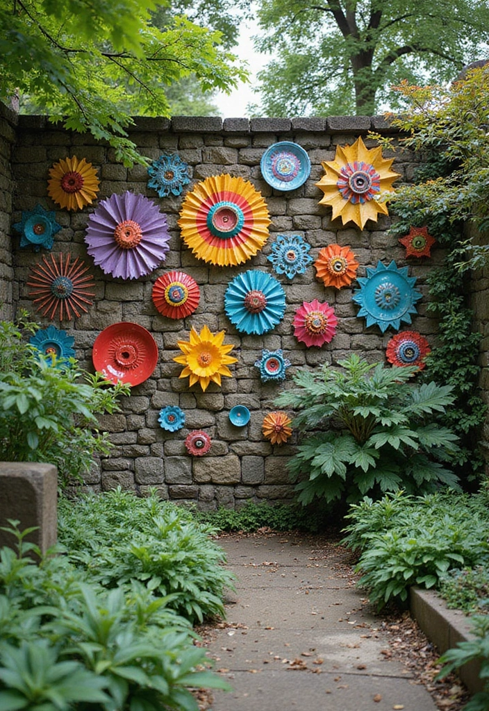 30 Garden Wall Ideas That Blend Beauty and Function 3 30 Garden Wall Ideas That Blend Beauty and Function - 3. Decorative Garden Wall Art
