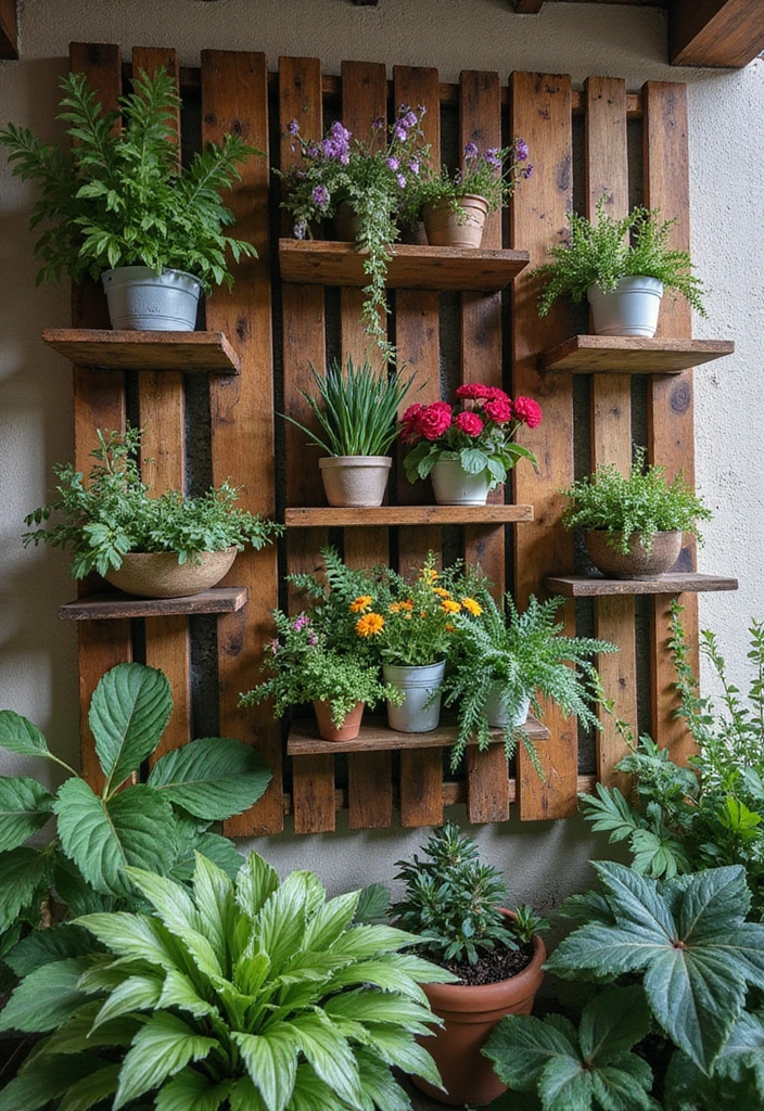 30 Garden Wall Ideas That Blend Beauty and Function 5 30 Garden Wall Ideas That Blend Beauty and Function - 5. Rustic Wooden Pallet Wall