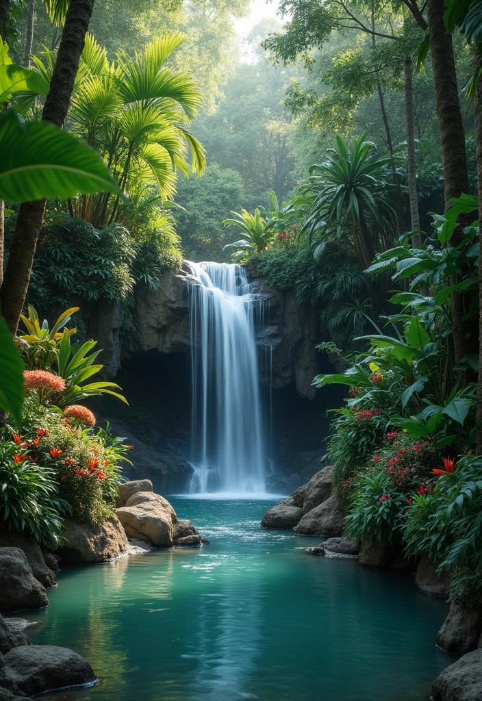 30 Garden With Pool Designs That Look Absolutely Dreamy 1 30 Garden With Pool Designs That Look Absolutely Dreamy - 1. Tropical Oasis with Waterfall
