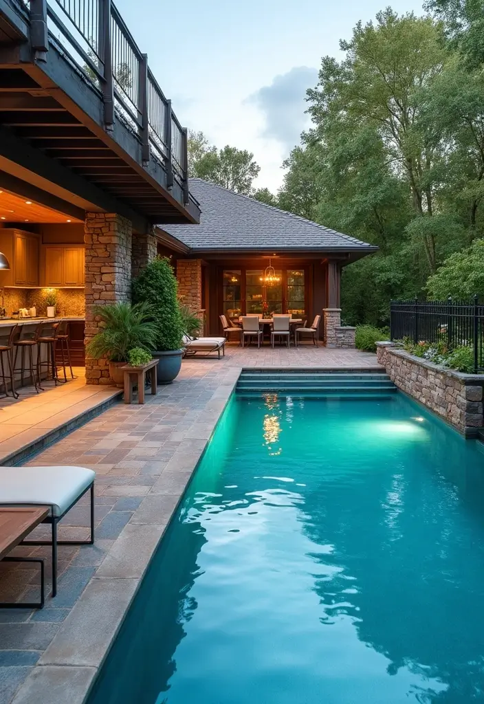 30 Garden With Pool Designs That Look Absolutely Dreamy 11 30 Garden With Pool Designs That Look Absolutely Dreamy - 11. Lavish Pool with Outdoor Kitchen