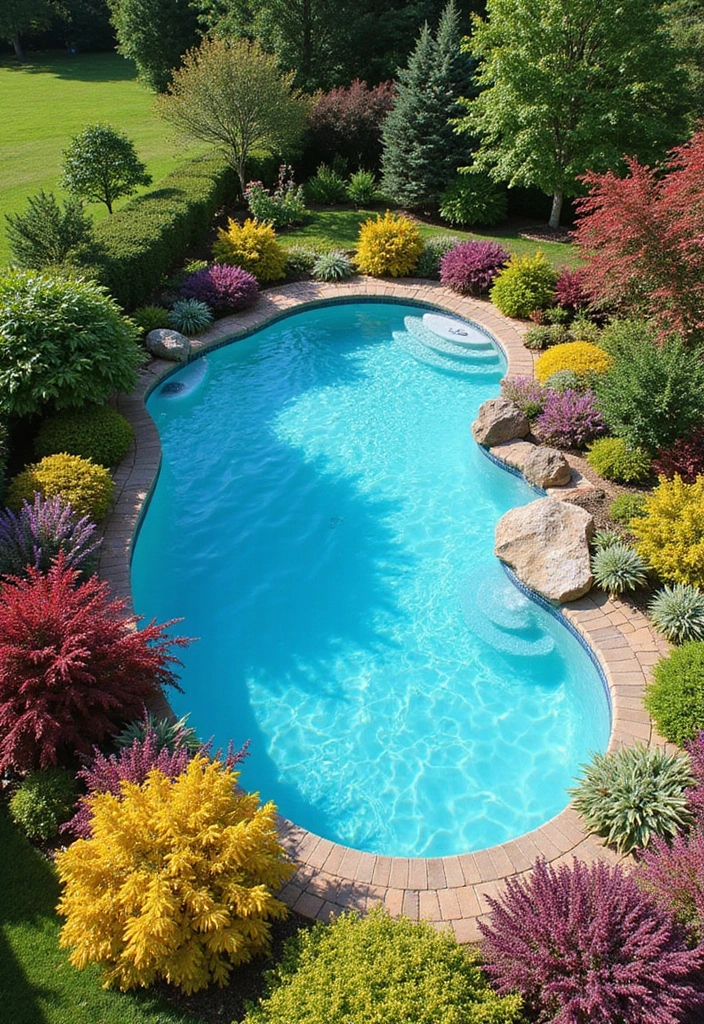 30 Garden With Pool Designs That Look Absolutely Dreamy 19 30 Garden With Pool Designs That Look Absolutely Dreamy - 19. Seasonal Plantings Around the Pool