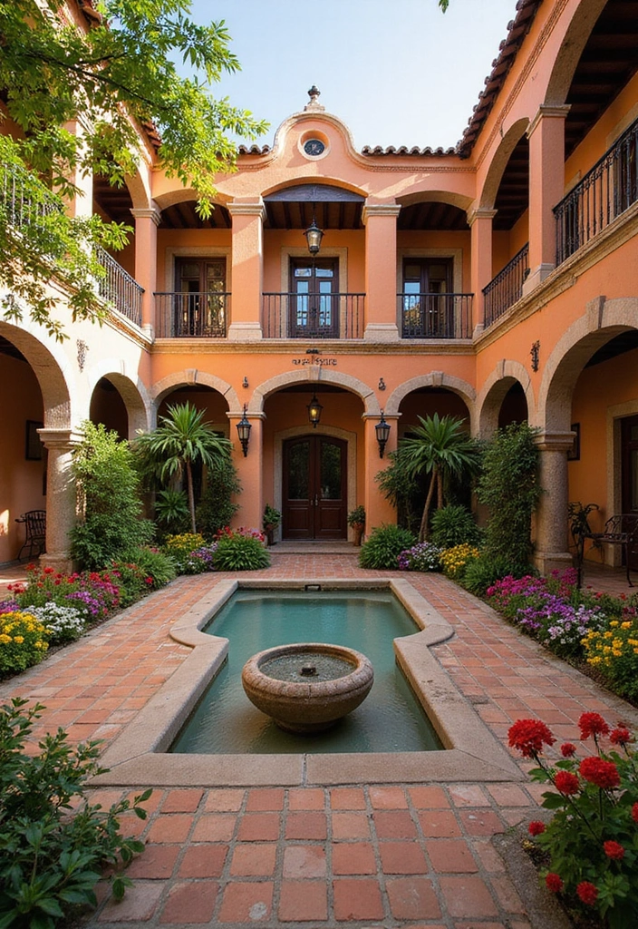30 Garden With Pool Designs That Look Absolutely Dreamy 5 30 Garden With Pool Designs That Look Absolutely Dreamy - 5. Spanish-Style Courtyard Pool